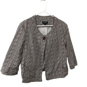 3/$15 Talbots brown and white pattern one button cardigan size 18